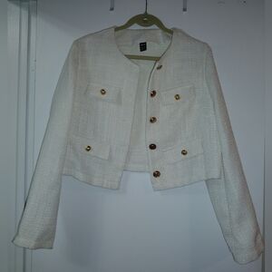 NEW - Elegant White Tweed Jacket